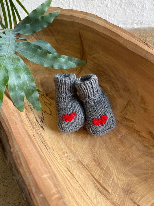 Babyschuhe Herzal (grau/rot)