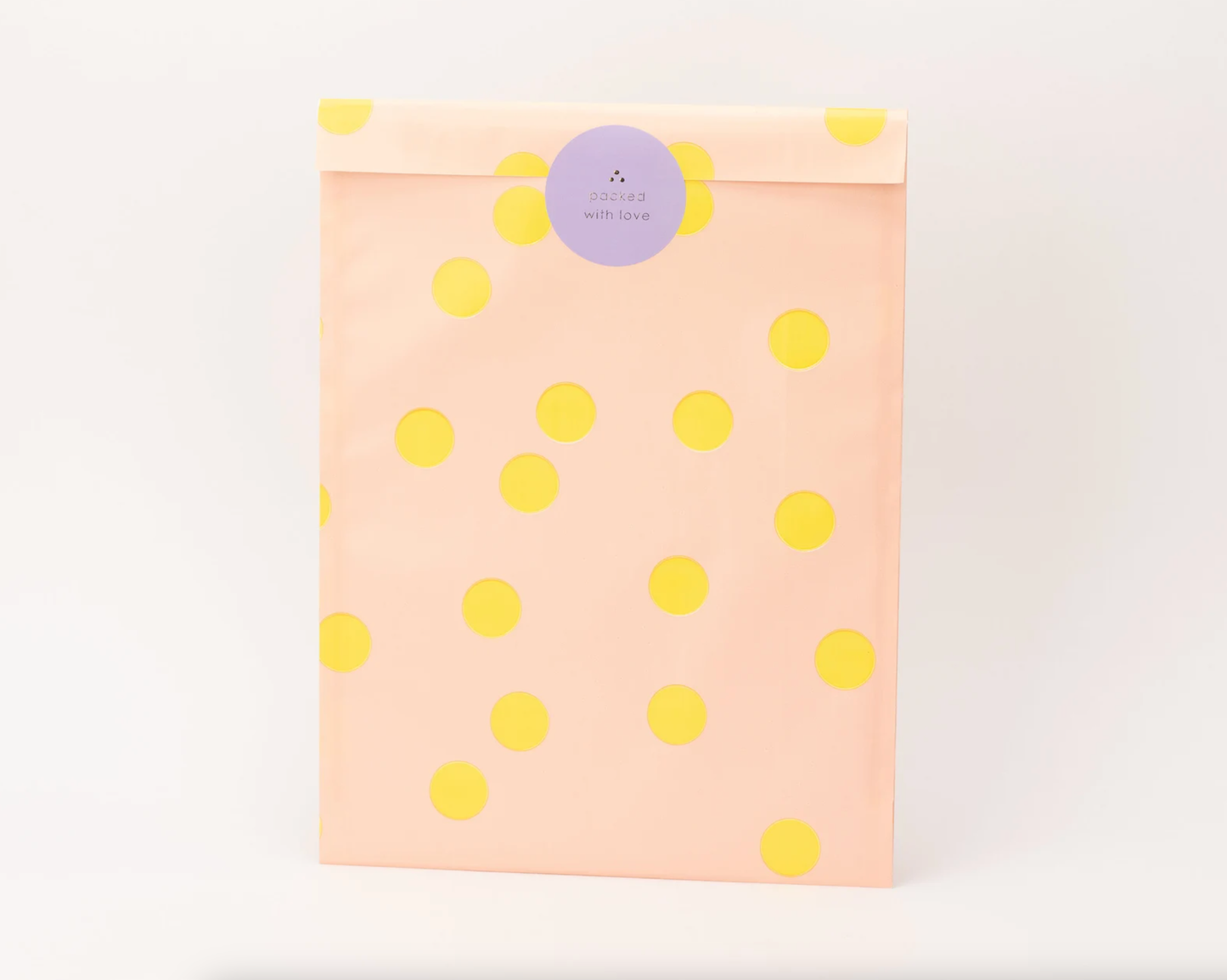 XL Papiertüten Dots hellrosa/gelb